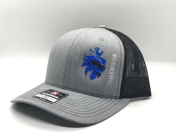 Hats - Heather Grey Front with Black Back and Blue Logo with Shaded Background