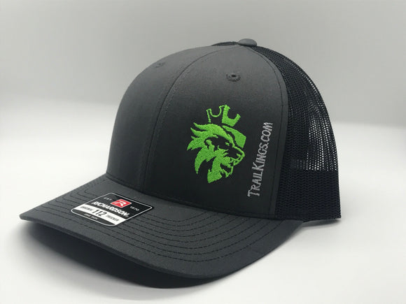Hats - Charcoal Grey Front with Black Back with Green Logo
