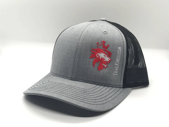Hats - Heather Grey Front with Black Back and Red Logo