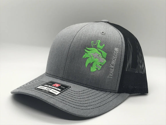 Hats - Heather Grey Front with Black Back and Green Logo